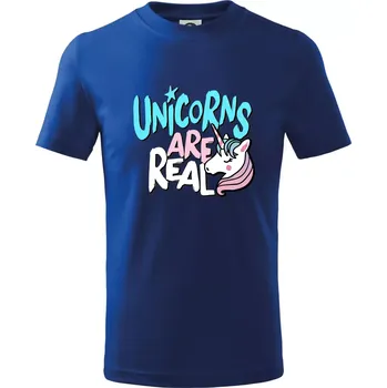 Chlapecké tričko Unicorns are real ponny - Tričko dětské bavlněné - 98 cm / 2 roky ( Královská modrá )