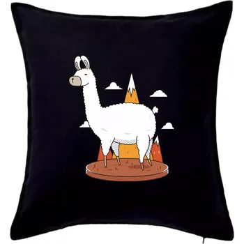 Polštář Alpaka kreslená - Polštář 50x50 - 50x50 - Pouze potah ( Černá )