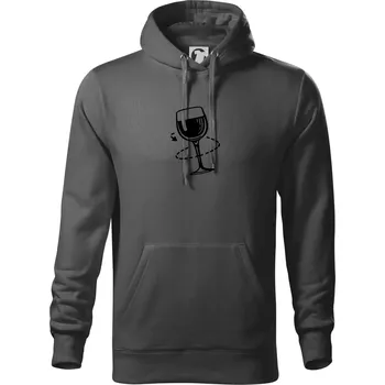 Pánská mikina Víno someliér - Mikina pánská Cape s kapucí - 4XL ( Ocelově šedá )