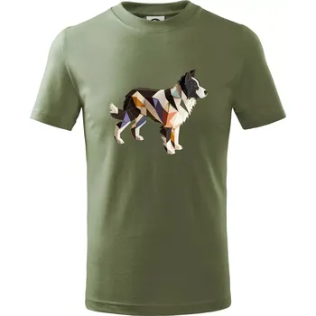 Border colie slepená z papíru - Tričko dětské bavlněné - 122 cm/6 let ( Khaki )
