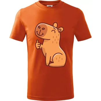 Kapybara s palcem nahoru - Tričko dětské bavlněné - 158 cm/12 let ( Oranžová )