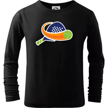 Padel logo barevné - Triko dětské Long Sleeve - 158 cm/12 let ( Černá )