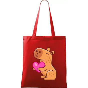 Nákupní taška Zamilovaná kapybara - Taška bavlněná - 42 x 38 cm ( Červená )