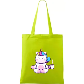 Yoga - jednorožec káva - Taška bavlněná - 42 x 38 cm ( Limetková )