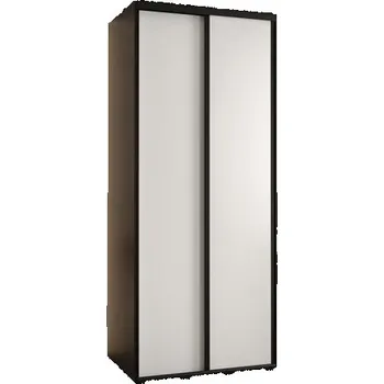 Šatní skříň Šatní skříň s posuvnými dveřmi DAVOS 100cm | Černá / bílá / černé pojezdy