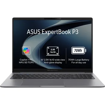 Notebook ASUS ExpertBook P3/PM3606CKA-PLR732X/AI7-350/16"/2560x1600/32GB/1TB/AMD int/W11P/Gray/3R On-Site