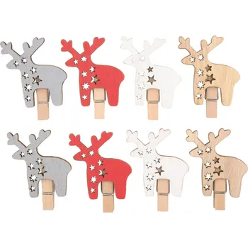 Vánoční dekorace Sob dřevěný na kolíčku 4,5 cm