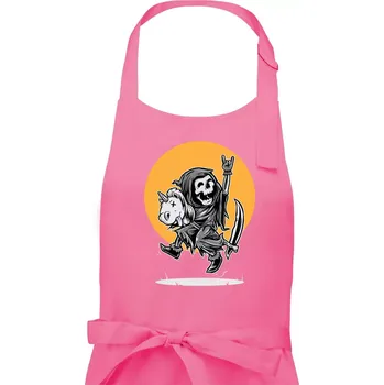 Kuchyňská zástěra Jednorozeč vs. smrtka - Pánská zástěra na vaření - Univerzální velikost ( Růžová )