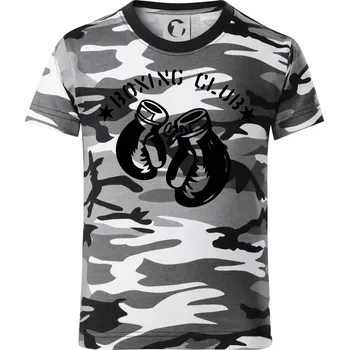 Chlapecké tričko Boxing club nápis - Dětské maskáčové triko - 122 cm/6 let ( Šedý maskáč )