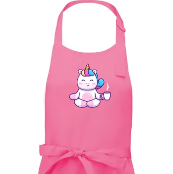 Kuchyňská zástěra Yoga - jednorožec káva - Pánská zástěra na vaření - Univerzální velikost ( Růžová )