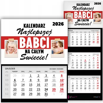 Kalendář Nástěnný kalendář 2026 Trojdílný od NEJLEPŠÍ BABIČKY pro babičku Dárek Vzory