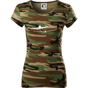 Tažení kluzáku - Dámské maskáčové triko - 2XL ( Hnědý maskáč )