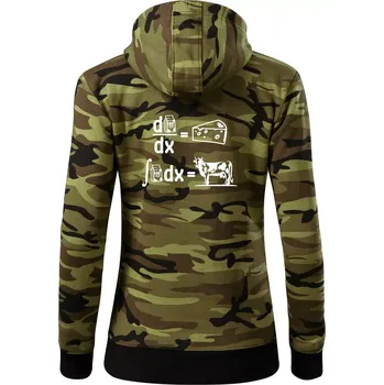 Dámská mikina Matematika mléko - Dámská mikina trendy zipper s kapucí - S ( Zelený maskáč )