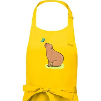 Kuchyňská zástěra Kapybara a motýlek - Pánská zástěra na vaření - Univerzální velikost ( Žlutá )