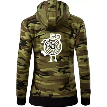 Dámská mikina Kočka a myš bludiště - Dámská mikina trendy zipper s kapucí - S ( Zelený maskáč )