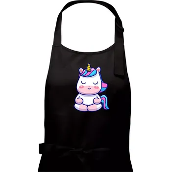 Kuchyňská zástěra Yoga jednorožec - relax - Pánská zástěra na vaření - Univerzální velikost ( Černá )