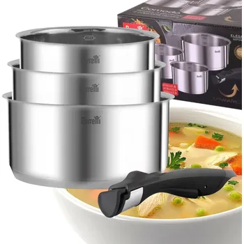 BERRETTI SADA HRNCŮ COMODO S ODNÍMATELNOU RUKOJETÍ, 3dílná, 16/18/20 cm