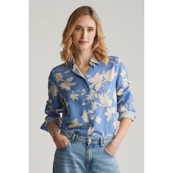 Dámská košile KOŠILE GANT REG FLORAL PRINT LINEN SHIRT PERFECT BLUE