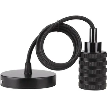 Černé kovové závěsné svítidlo s paticí E27