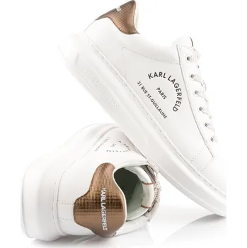 Dámské tenisky TENISKY KARL LAGERFELD KAPRI MENS MAISON KARL LACE WHITE LTHR W/BRONZE