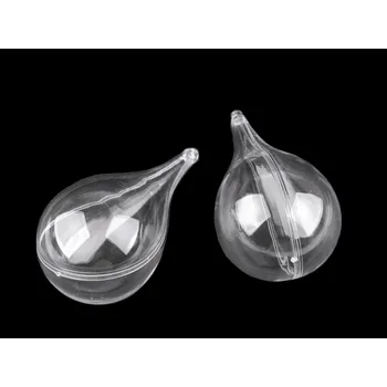 Plastová krabička dvoudílná - zvonek, stromeček, kapka, hvězda, barva 3 transparent baňka