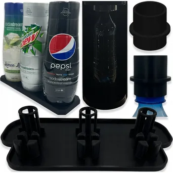 Organizace kuchyně Odkapávač na 3 lahve saturátoru, adaptér na běžné lahve, podložka, sirupy