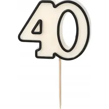 Dortová svíčka Narozeninová svíčka číslo 40 černo-bílá 5,5 cm ozdoba NA DORT, na dort