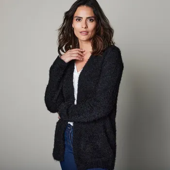 Dámský svetr Blancheporte Dlouhý svetr s chlupem černá 52