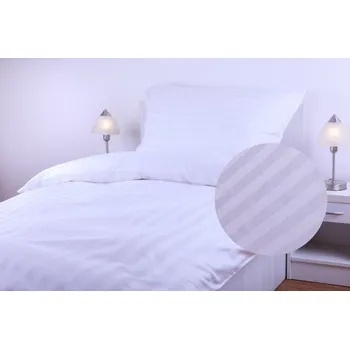 Povlečení Damaškové povlečení - bílý proužek 2 cm - hotelový uzávěr