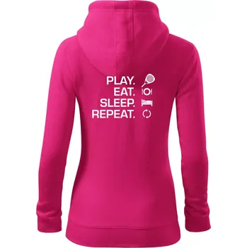 Dámská mikina Play eat sleep repeat padel - Dámská mikina trendy zipper s kapucí - XS ( Purpurová )