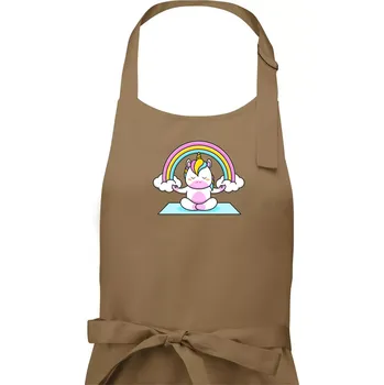 Kuchyňská zástěra Yoga jednorožec - duha - Pánská zástěra na vaření - Univerzální velikost ( Cappuccino )