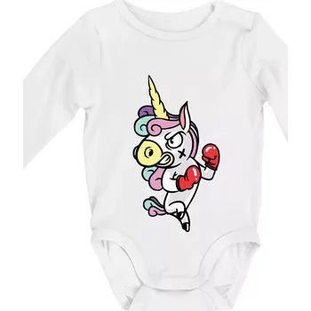 Jednorožec box - Body kojenecké s dlouhým rukávem - Dlouhý r. do 3 měs ( Bílá )