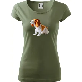 Dámské tričko Bígl slepený z papíru - Dámské triko Pure - XS ( Khaki )