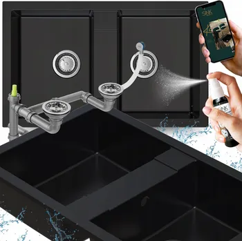 Granitový dřez Dvoukomorový dřez Sink Quality TWINO granit černý