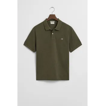 Pánské oblečení POLOKOŠILE GANT REG SHIELD SS PIQUE POLO KHAKI GREEN MEL
