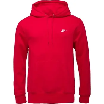 Pánská mikina Pánská mikina Nike CLUB FLEECE PULLOVER HOODIE 2XL Červená, Bílá