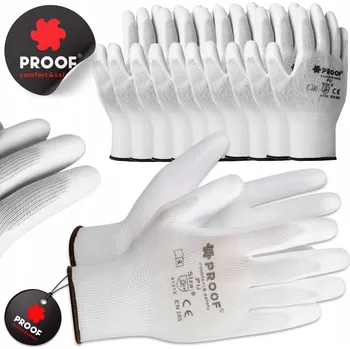 Pracovní rukavice Rukavice Proof RĘKAWICE ROBOCZE BHP PU BIAŁE 8 NAKLEJKA velikost 8 - M 10 párů