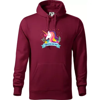 Pánská mikina Unicorns are real duhový - Mikina pánská Cape s kapucí - 4XL ( Garnet )