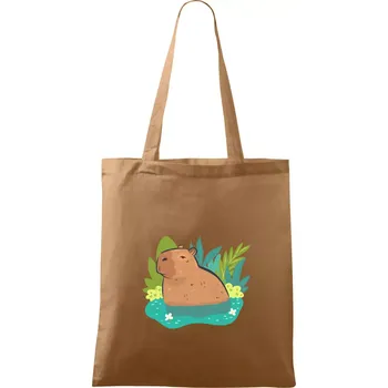 Nákupní taška Kapybara ve vodě - Taška bavlněná - 42 x 38 cm ( Cappuccino )