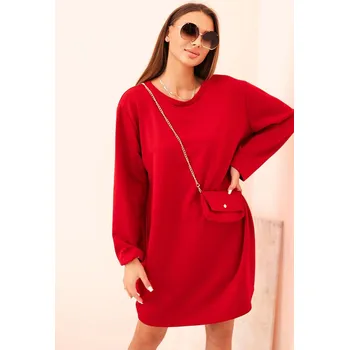 Dámské šaty Dámská viskózová sukýnka Plus Size s kabelkou na řetízku červená UNI