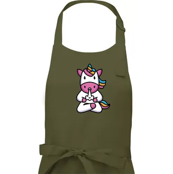 Kuchyňská zástěra Yoga funící jednorožec - Dámská zástěra na vaření - Univerzální velikost ( Khaki )