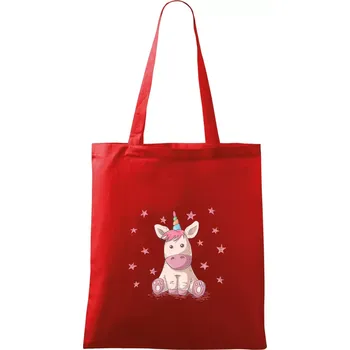 Nákupní taška Jednorožec miminko - Taška bavlněná - 42 x 38 cm ( Červená )
