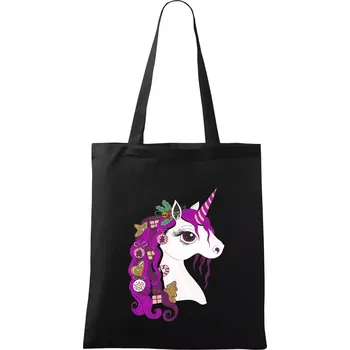 Nákupní taška Vánoční jednorožec - Taška bavlněná - 42 x 38 cm ( Černá )