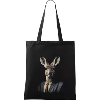 Klokan v obleku - Taška bavlněná - 42 x 38 cm ( Černá )