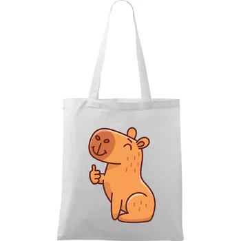 Nákupní taška Kapybara s palcem nahoru - Taška bavlněná - 42 x 38 cm ( Bílá )