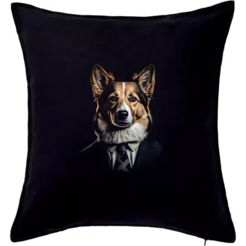 Polštář Corgi v obleku - Polštář 50x50 - 50x50 - Pouze potah ( Černá )