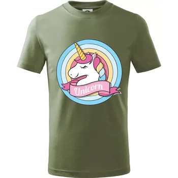 Dětská móda Jednorožec v kolečku - Tričko dětské bavlněné - 146 cm/10 let ( Khaki )