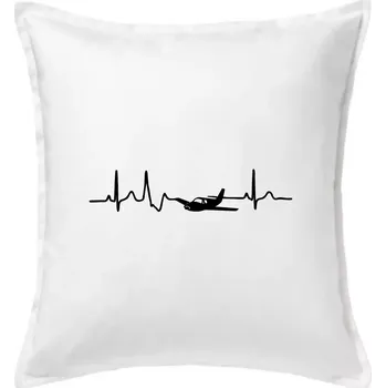 Polštář EKG letadlo - Polštář 50x50 - 50x50 - Pouze potah ( Bílá )
