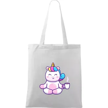 Yoga - jednorožec káva - Taška bavlněná - 42 x 38 cm ( Bílá )