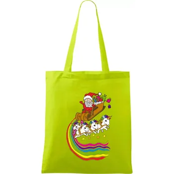 Santa a jednorožci (Pecka design) - Taška bavlněná - 42 x 38 cm ( Limetková )